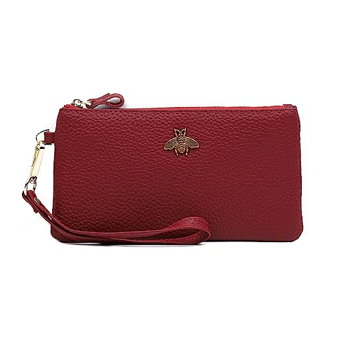 Image of imeetu Wristlet Wallets for Women, Wristlet Clutch Purse, Phone Wallet | Genuine Leathe Wallet Women, Lightweight Water-resistant Long Wallet with Wrist Strap, Zip Coin Pocket, Gift Box, Bee Decor