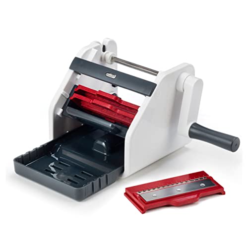 Zyliss SmoothSlizer Veggie Pasta Maker - Manual Noodle Maker - Vegetable Spiralizer & Pasta Roller - Pasta Machine with 3 Interchangeable Blades - Recipes Included - White/Gray