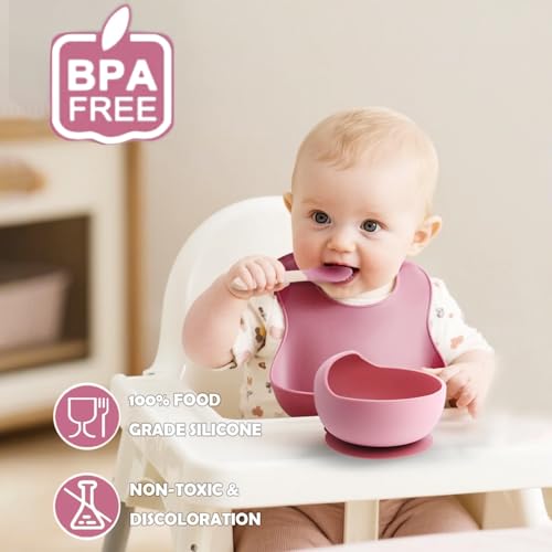 Image of 8 Pcs Silicone Baby Feeding Set | Suction Plate & Bowl | Cup, Spoon & Fork | BPA Free