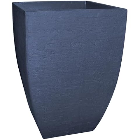 JAPI Pottery Modern Square Plastic Planter - 17.3" H x 12" W x 12" D (Charcoal) Cover