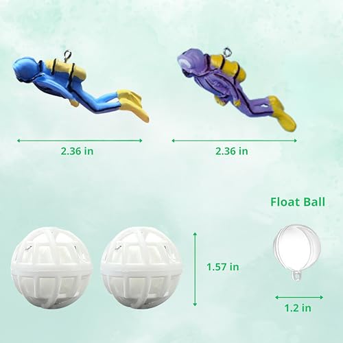 Image of Float Aquarium Scuba Diver Ornament and Nitrifying Balls set, Aquarium Decorations Diver with Filter Ball, Floating Fish Tank Accessories, Aquatic Turtle Enrichment Toys, Fish Tank Decor (S, Diver)