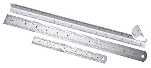 Lineal Set 3 Lineale aus Aluminium 15cm 30cm flach und Dreikant Griff Leiste Stahlkante Schneidekante Maßstab Umrechnung Skala gelasert 1:20 1:25 1:50 1:75 1:100 1:125 Handwerk Architektur Basteln Cover