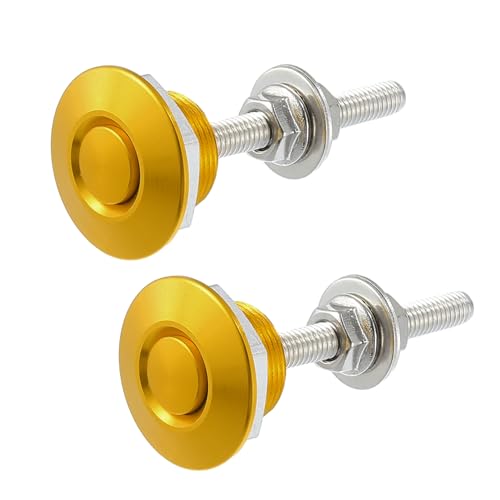 ACROPIX Gold Tone Bumper Quick Release Lock Latch Aluminum Alloy Hood Pin Lock Push Button Bonnet - Pack of 2