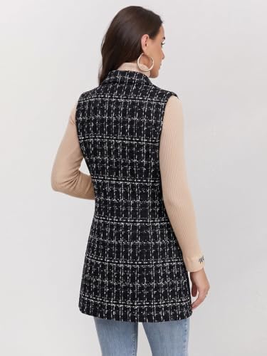 Image of IDEALSANXUN Plaid Vest for Women Fall Winter Sleeveless Blazer Jackets