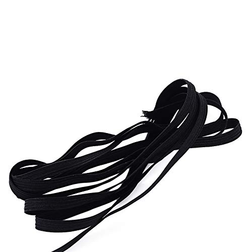 Ellepigy - Banda elástica plana de 40 metros para costura, tecido, cintura e artesanato 0,8 cm * 40 m preto