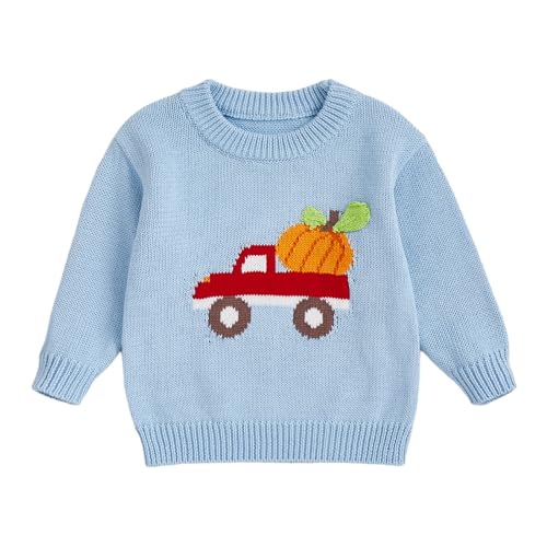 Toddler Baby Boy Girl Halloween Sweater Pumpkin Warm Pullover Sweatshirt Knitted Crewneck Long Sleeve Tops