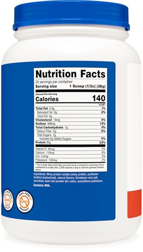 Image of Nutricost Whey Protein Isolate (2 LB) Strawberry Banana Flavored - GMO-Free, Gluten-Free