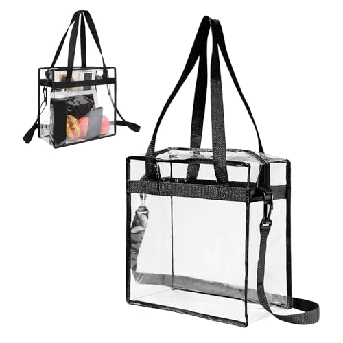 Wisebom Neceser de PVC Transparente, 12'x12'x6' Ajustable Transparente Neceser Playa Bolso Cosmético Qrueso de Transprent Bolso de Compras para Viajes al Aire Libre