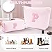 Btffitting Personalized Makeup Bag for Women Girls - Fashion Cosmetic Bag Trendy Travel Toiletry Bag with Initials Letter - Teen Gifts - Pink,P