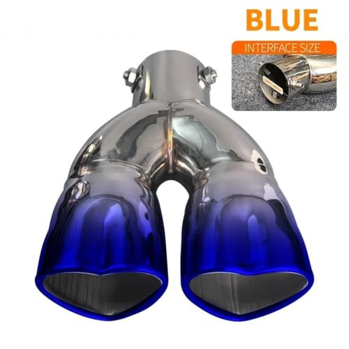 Embout d'échappement cœur bleu straight 60mm, cadeau auto idéal - 2
