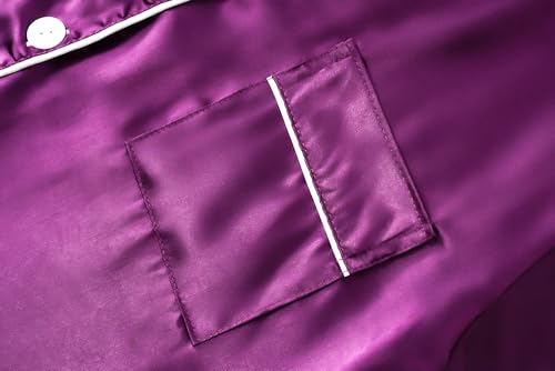 CYCHELRY Big Girls Satin Pajamas Summer Short Sleeve and Pants Button Down Silky Unisex Kid PJS 2PCS Sleepwear Set Size 8-163