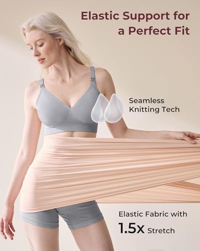 Image of Momcozy CoolFit Nursing Bras for Breastfeeding, Ultra Stretch Seamless Jelly Strip Maternity Bra, Cooling Wireless