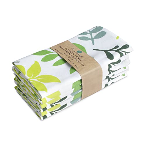 Image of FINGERCRAFT Kitchen Cloth 100% Soft High GSM Cotton Fabric Kitchen Towel, 20 x 30 Inches Perfect Size for Kitchen Uses, Set of 6, Multipurpose Use as Dish Towel, Bar Towel (Fallen Leaf)