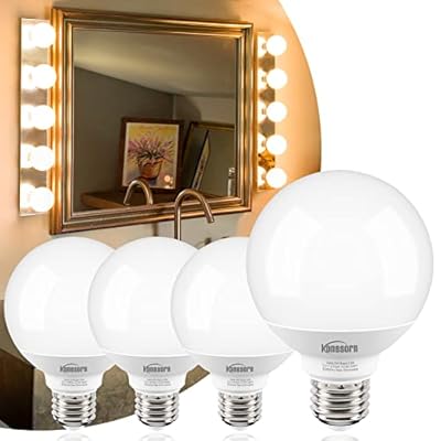 Honesorn Vanity Light Bulb 60 Watt Equivalent Globe Light Bulbs, 2700K Warm White E26 Base, Round Light for Bathroom, G25 LED Light Bulbs for Vanity Mirror CRI85+, 500LM, 120V, Non-dimmable, 4 Pack