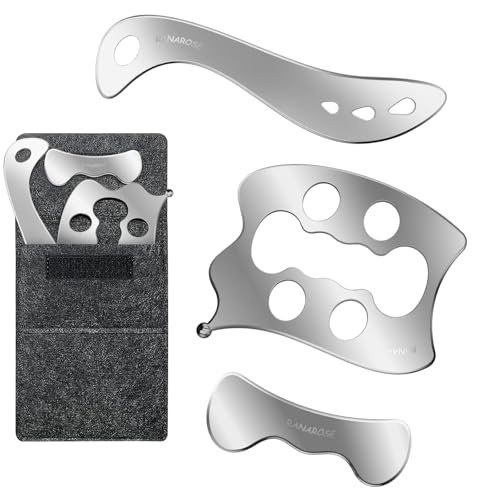 3-in-1 Stainless Steel Muscle Scraper Tool Set – Gua Sha & Physical Therapy Tools for Deep Tissue Massage, Myofascial Release, Muscle Knot Relief & Pain Reduction