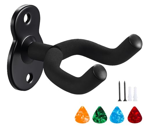 Admygo Soporte de Pared para Guitarra, 2 Piezas Soporte de Gancho Para Guitarra, Guitar Hanger Hakenhalter Wandhalterung Para Guitarra Acústica, Eléctrica, Bajo, Ukelele, Guitarra Clásica
