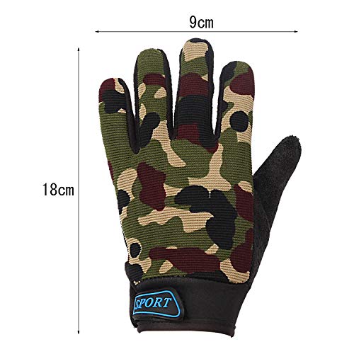 image for Pimoys Kids Sport Gloves,Kids Full Long Finger Cycling Gloves Breathab