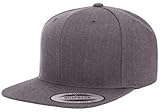Flexfit Yupoong Classics 6-Panel Premium Snapback Hat, One Size, Adult Cap (Dark Heather)