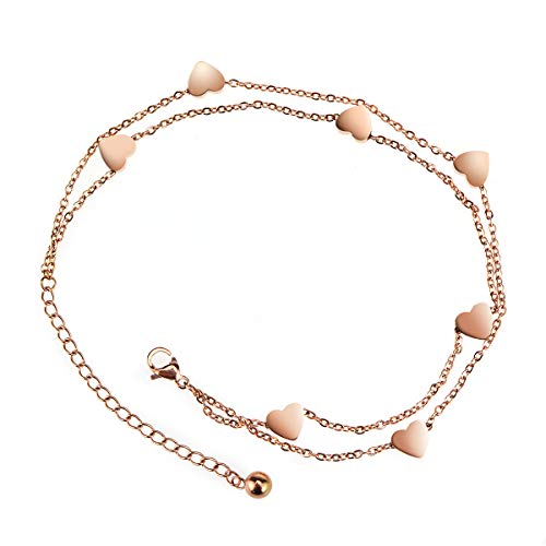 Preisvergleich Produktbild Fußkettchen in Herzform, Roségold, elegant, für Damen und Mädchen