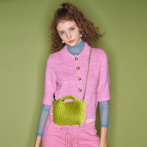 Image of Woven Tote Bag for Women with Coin Purse, Foldable Chain Small Crossbody Handbags, Fashion Shoulder Bag, Hobo Satchel