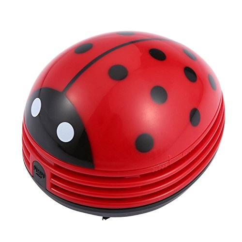 niceEshop(TM) Mini Table Dust Vaccum Cleaner Red Beetles Prints Design Table Vaccum Sweeper