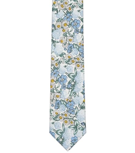 Image of BELLUNO Men's Cotton Floral Skinny Tie, 2.5 inch Width, with Gift Box