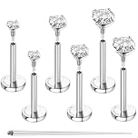 Sllaiss Flat Back Earrings Hypoallergenic - G23 Titanium Internal Thread Stud Earring Set 18G Cartilage Helix Tragus Conch Medusa Piercing Jewellery Dainty Nose Lip Labret Studs for Women Men Trendy