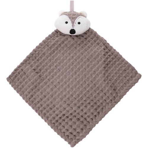 SOESFOUFU Toalla de Mano Absorbente de Algodón Tipo Waffle Dibujos Animados, Color Café, Tamaño Pequeño, Colgante para Cocina y Baño, Toalla Decorativa para Secar Las Manos