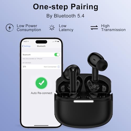 Image of Wireless Ear Buds Earbuds Wireless Bluetooth 5.4 Headphones for Samsung S26 | for Android Phone Samsung Galaxy S26 Ultra S25 FE Edge A17 A16 5G A36 A15 A35 A56 A26 iPhone 17, in-Ear Earphones Headset