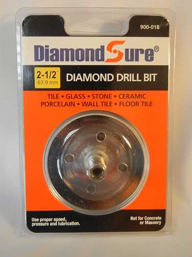 2-1/2" 63.9 mm DiamondSure Diamond Drill Bit Hole Saw for Glass, Tile, Granite, Ceramic, Porcelain, Stone