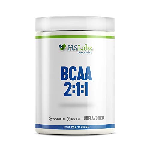 HSLabs BCAA 2 1 1 Pulver Amino Drink Aminosäuren Komplex Hochdosiert Getränk mit Leucin Isoleucin Valin Tollem Geschmack und Neutral Unflavoured 400g 200g 40 und 80 Portionen (Unflavored 400g) Cover