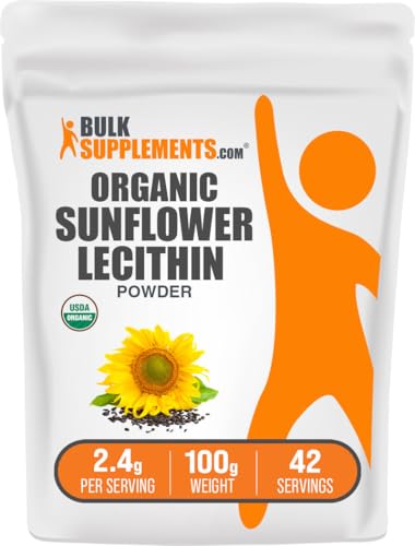 Image of BulkSupplements.com Organic Sunflower Lecithin Powder - Sunflower Lecithin Supplement, Nutritional Supplement, Food Grade - Vegan & Gluten Free, 2.4g per Serving, 100g (3.5 oz) (Pack of 1)