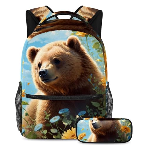 Sac à dos grand sac à livres pour filles et garçons avec trousse scolaire incluse