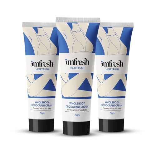 Image of imfresh Heartrush | Deodorant Cream For Whole body (Pack of 3) | Long Lasting Odour Control | Helps brighten underarms | No Aluminium /Parabens 75gm each | As Seen on Shark Tank