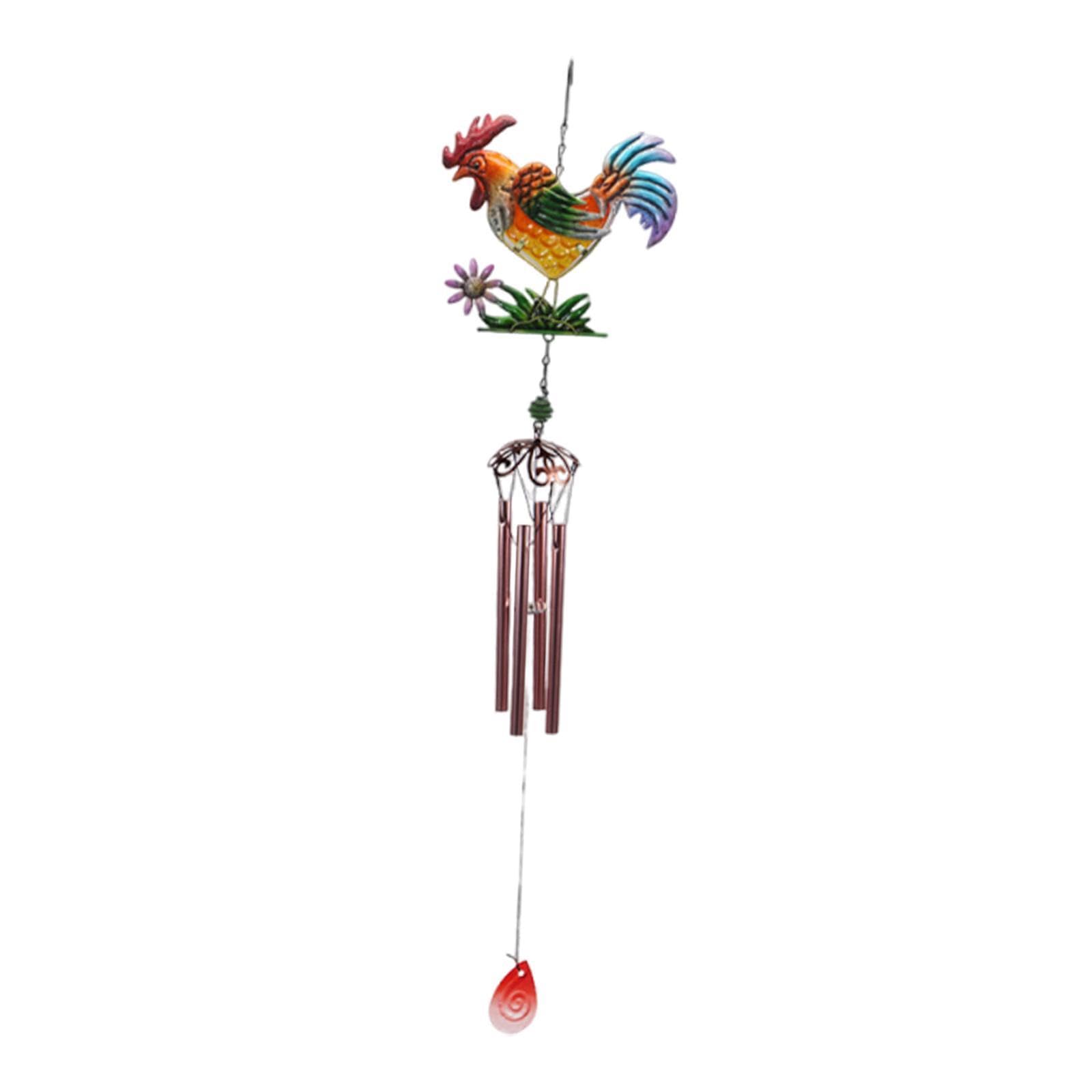 Carillon suspendu en métal avec poule pour déco de jardin et patio