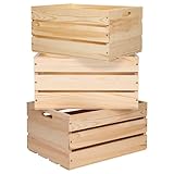 Extra Large Pine Wood Crates For Storage, Vinyl Records Storage Crates,The Storage Crates Are Made Of Pure Natural Solid Wood,Exuding Natural Pine Flavor,Unfinished Wooden Crates For Display . (3)