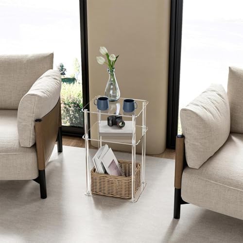 Table de nuit étroite transparente pour optimiser le rangement des petits espaces