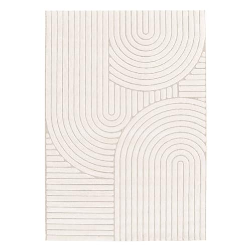 Sweeek – Alfombra interior con diseño étnico de arco 80 x 150 cm. Pelo Ras. Beige y crema