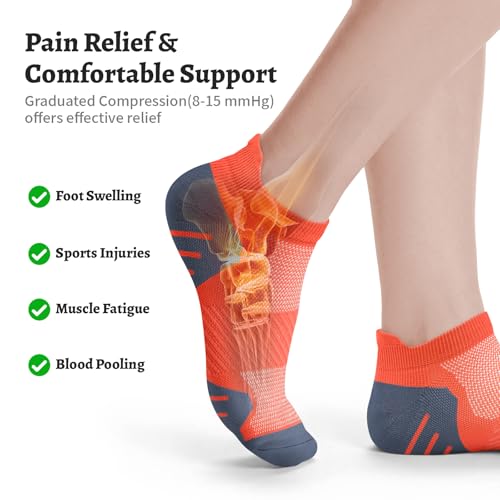 Image of 6 Pairs Compression Socks for Women Ankle Running Socks With Arch Support | Athletic Womens Socks with Heel Tab, Lightweight Cushioned & Breathable for Walking, Running, Workout, Travel, Everyday Wear
