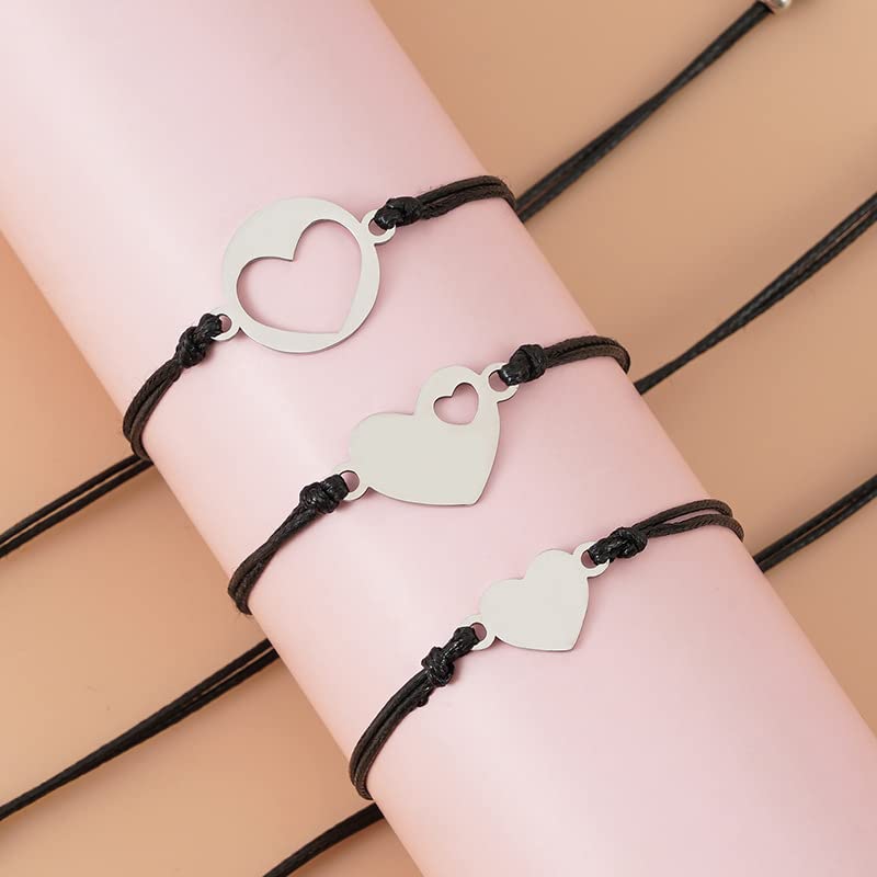 YALLNASL 3 Generation Matching Bracelet Set for Grandma, Mom, Daughter - Red Star & Heart Bracelets - Adjustable Size (6.3 - 10 inches) - Perfect for Occasions3