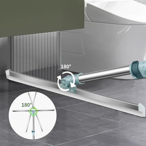 Image of 3-in-1 Heavy Duty Silicone Floor Cleaner with 180 Rotating Scraper | Sweep, Scrape & Wipe Cleaning Tool | Stainless Steel Extendable Handle | Floor Wiper for Bathroom, Kitchen & Home (49.5 cm)