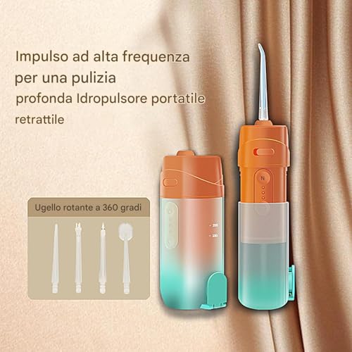 Munddusche, wiederaufladbar, kabellos, 240 ml, für die Zahnreinigung auf Reisen, zu Hause, für Frauen, Männer und Kinder – Bild 5