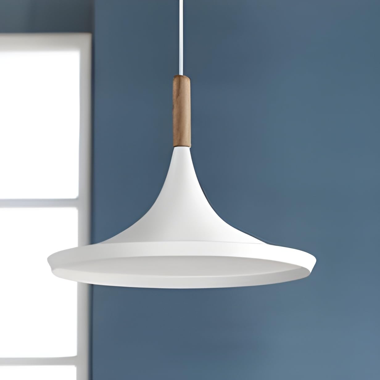 Pendant Light, White Aluminium Disc Hanging Ceiling Lamp, Indoor Hanging Lamp for Home Decoration, Restaurant, Cafe (White Disk) (Without Bulb)-image-23