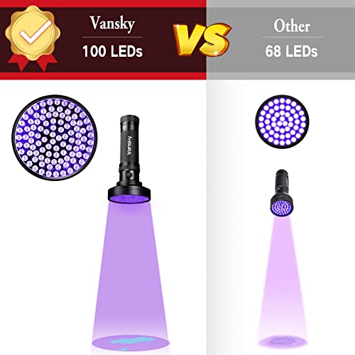 Vansky D08AUV Black Light Uv Flashlights, Ultra Bright 100 Led 395Nm Ultraviolet Blacklight Detector For Dog Cat Pet Urine thumb #4
