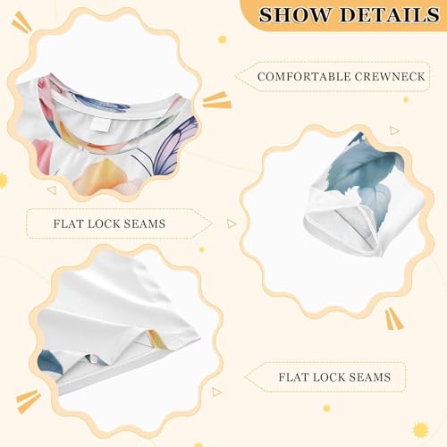 Boys Rash Guard Swim Shirt Long Sleeve UPF+ 50 Sun Shirts Quick Dry Shirt Butterfly Yellow Pink Floral for Toddler Kids3