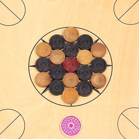 Image of SMT 32 Inch Carrom Board with Coins, Striker & Powder | Smooth Matte Finish Wooden Board for Family & Professional Play (Pack of 1) (32 INCH Carrom Board A-007)
