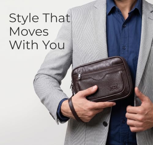 Image of kbi Mens Cash Bag Pouch Money Carrying Handling Luggage Multipurpose Travel Pouch vegan Leathe