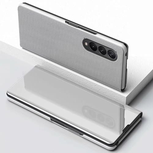 Coque Samsung Galaxy Z Fold 5 Argent - Étui Miroir à Placage Rabattable Antichoc - 7