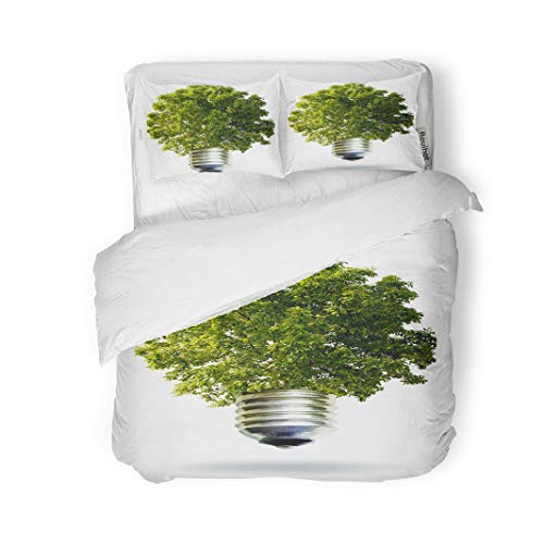 rouihot Duvet Cover Set King Size Green Ecology Eco Energy