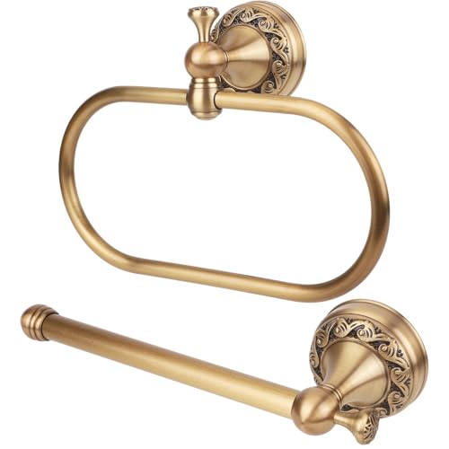 2 Pièces Porte-Papier Toilette Laiton Antique, Anneau de Serviette Laiton Vintage Quincaillerie...